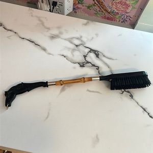 Vintage Bamboo Handle Lint Clothes Brush W/ Horse Head Grip Made in Japan